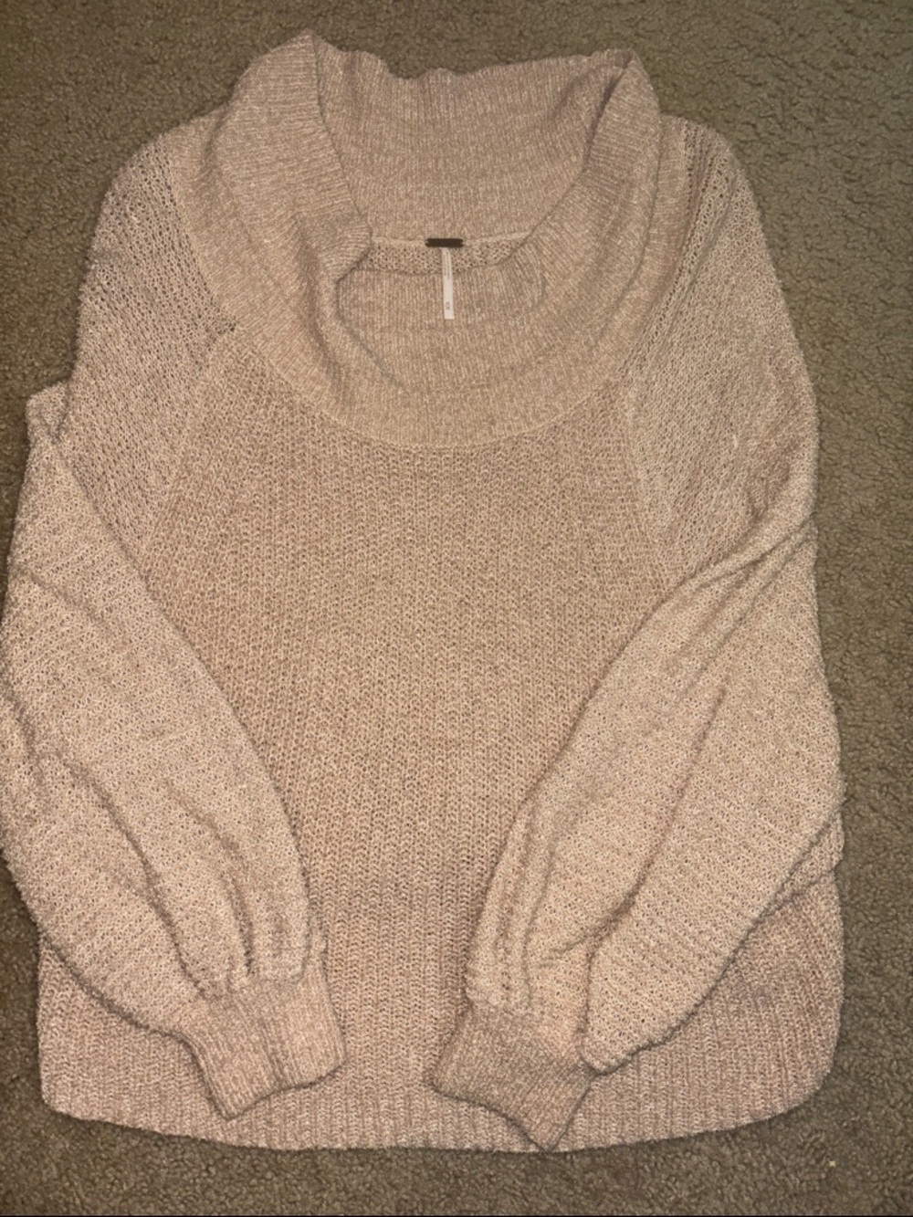 Free People Blush Cream Cowl Neck Knit Sweater